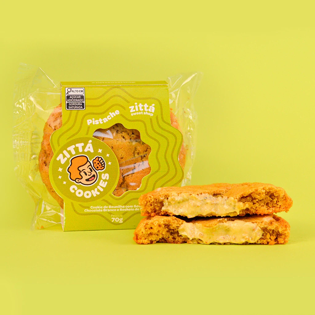 Cookie Pistache e sua embalagem original Zittá